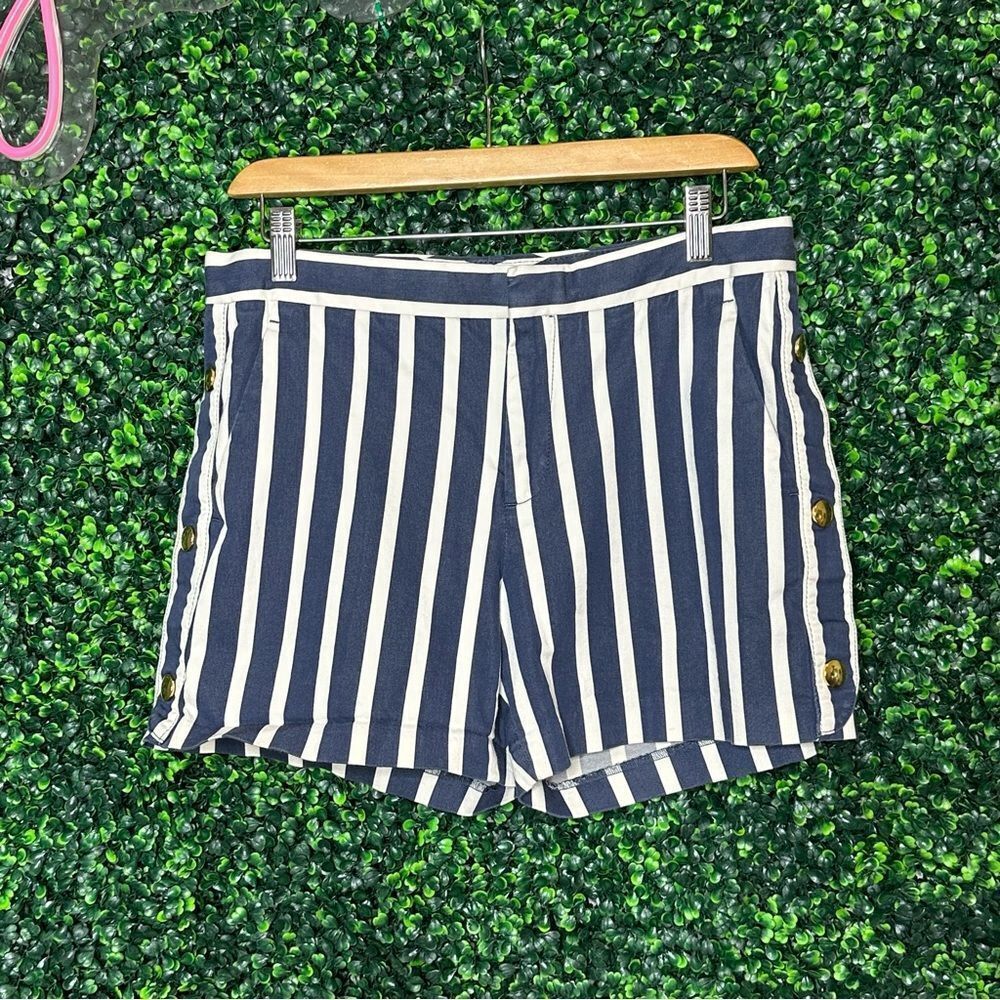 Banana Republic Striped Blue White Nautical Studded Shorts Sz 6